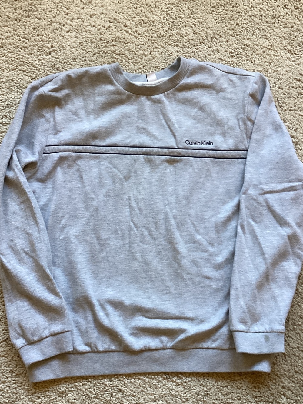 Calvin Klein Light Gray Crewneck Sweatshirt with Chest Stitch Detail